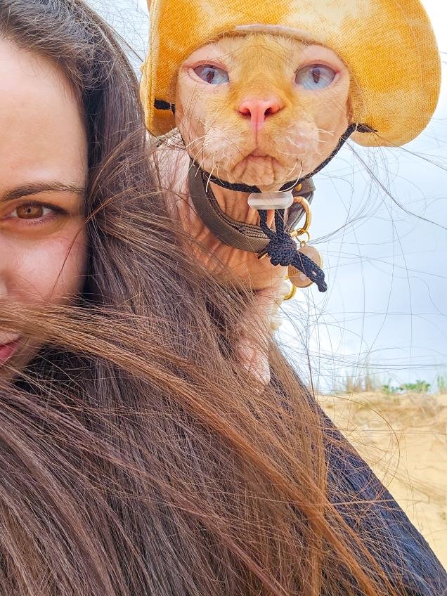Merlin sur l'épaule de sa catmom